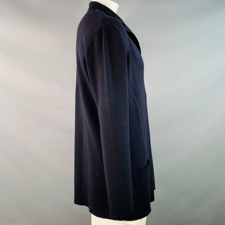 BARNEY'S NEW YORK Size L Navy Wool Button Up Cardigan