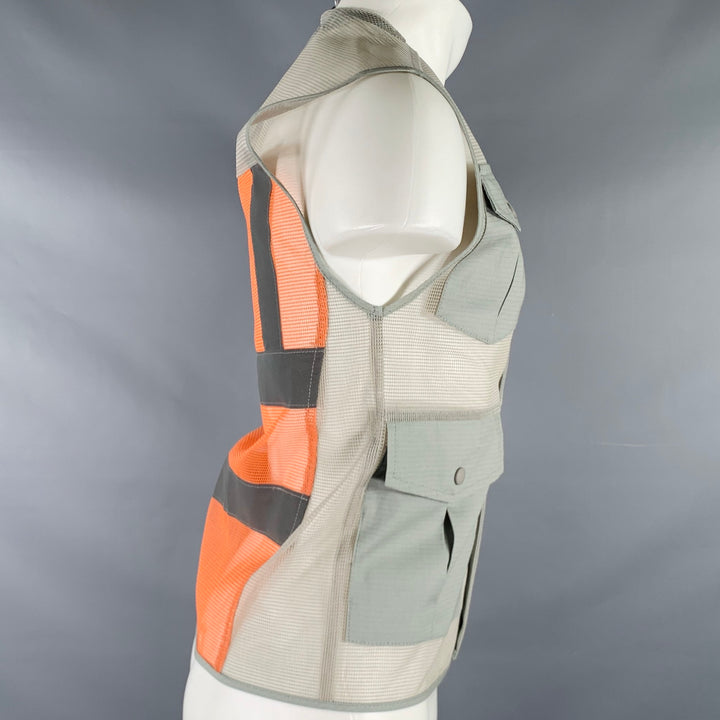 U.P.W.W. Size XS Grey Orange Mesh Polyurethane Utility Vest