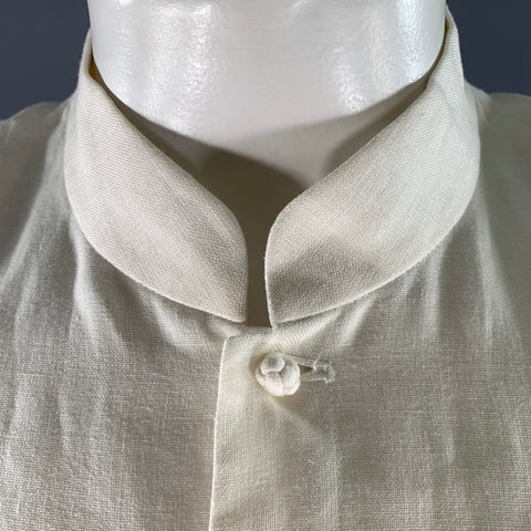 SHANGHAI TANG Size M White Linen Nehru Collar Jacket