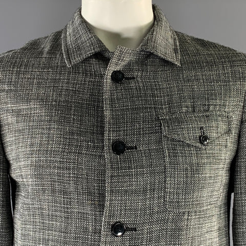 KLEIN EPSTEIN & PARKER Thimm Size L Black White & Black Heather Wool Blend Coat