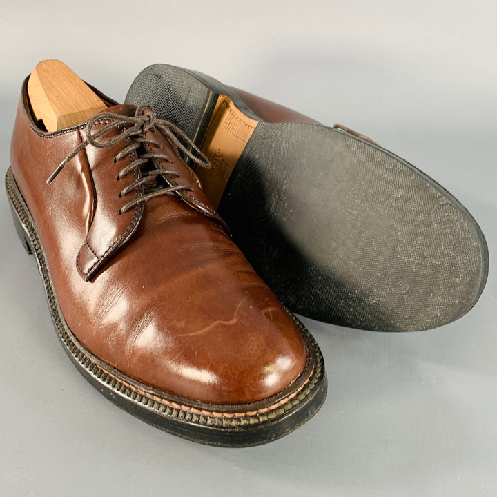 ALDEN Size 6.5 Brown Leather Derby Lace-Up Shoes