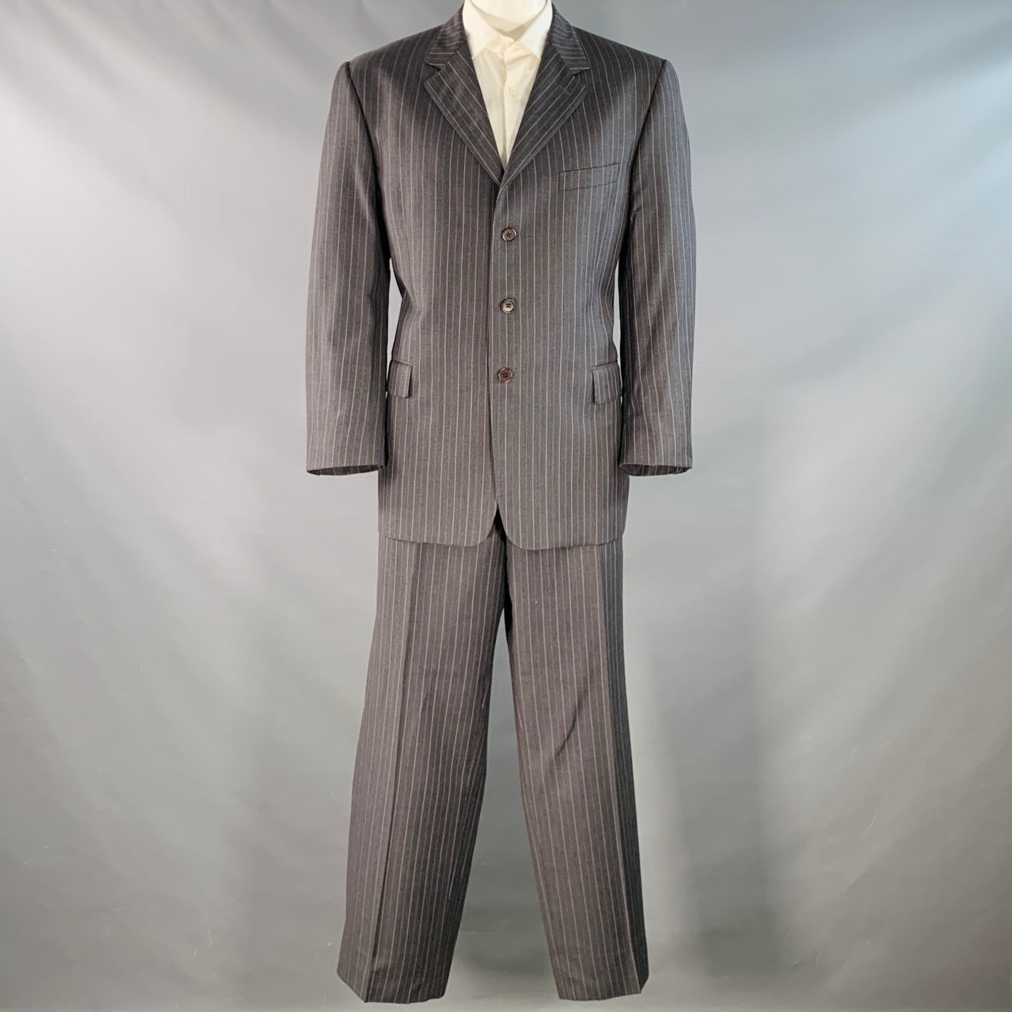 Paul Smith スーツ PAUL SMITH Size 46 Westbourne Regular Grey Purple Pinstripe Wool