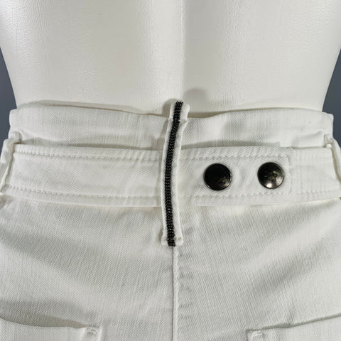 BRUNELLO CUCINELLI Taille 0 Jean plissé en mélange de coton crème