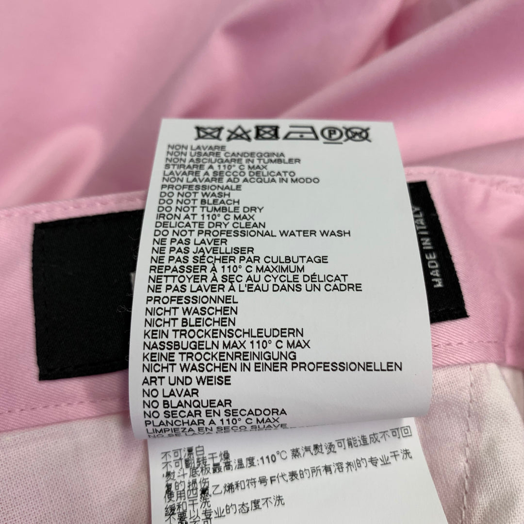 DSQUARED2 Size 34 Pink Twill Cotton Blend Flat Front Tapered Button Fly Dress Pants