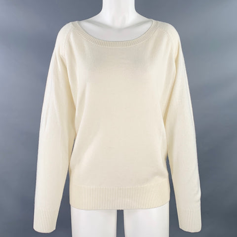 PINK PINEAPPLE Size M Cream Pink Blue Cashmere Crown Stripe Boat Neck Pullover