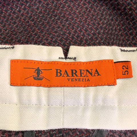 BARENA Taille 36 Noir Rouge Tissé Laine Vierge Mélange Braguette Zippée Pantalon Décontracté