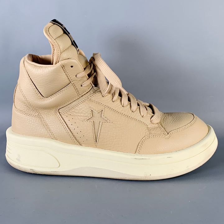 DRKSHDW Size 12 TURBOWPN Beige Cream Leather High Top Sneakers