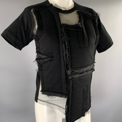 COMME des GARCONS Size XS Black Cotton Deconstructed Mesh T Shirt