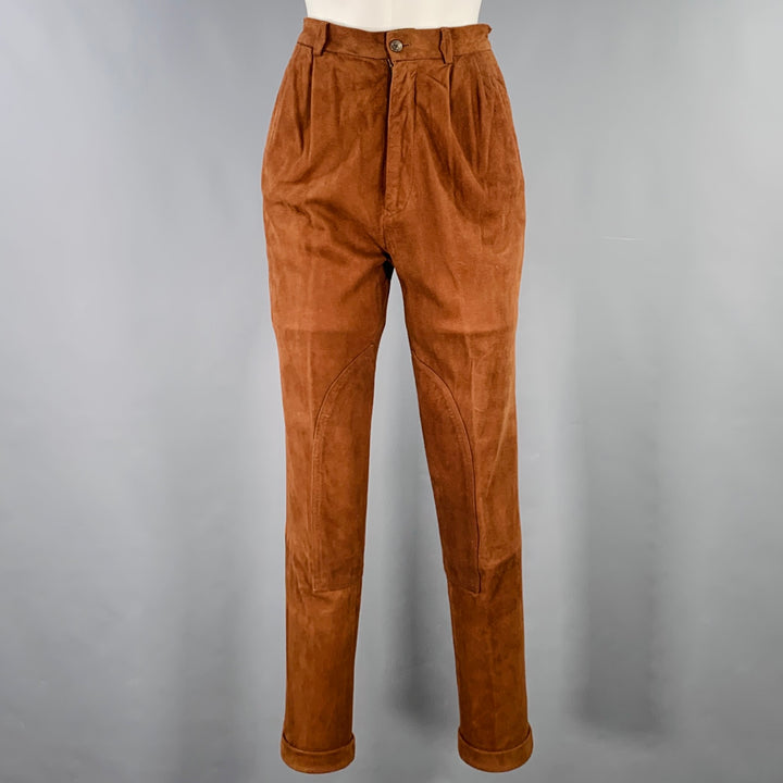 RALPH LAUREN Size 4 Brown Suede Pleated Casual Pants