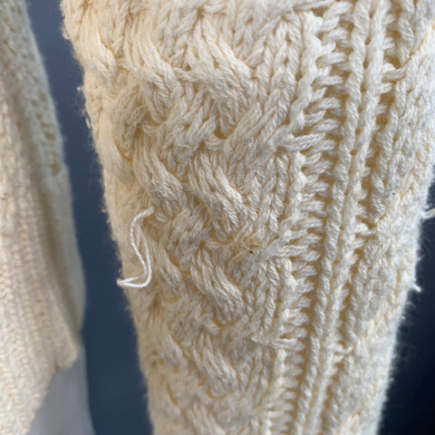 POLO by RALPH LAUREN Size L Cream Cable Knit Cotton Crew Neck Sweater