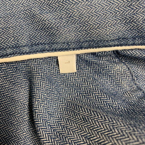 VAN LAACK Size L Blue Herringbone Cotton Long Sleeve Shirt
