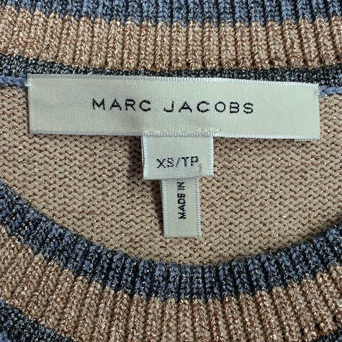MARC JACOBS Size XS Rose Grey Metallic Viscose Blend Crew Neck Pullover