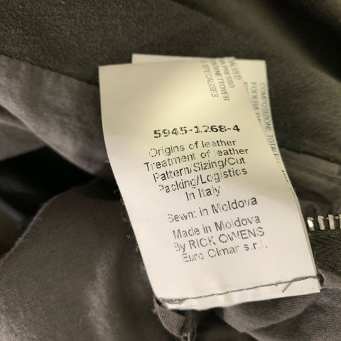 RICK OWENS Size 46 Green Olive Ribbed Leather Bomber Jacket