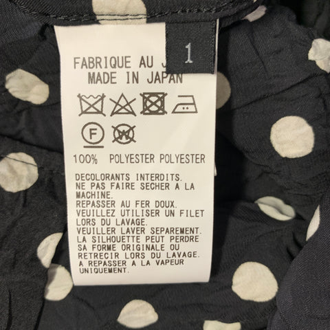 YOHJI YAMAMOTO Size S Black White Polyester Polka Dot One pocket Blouse