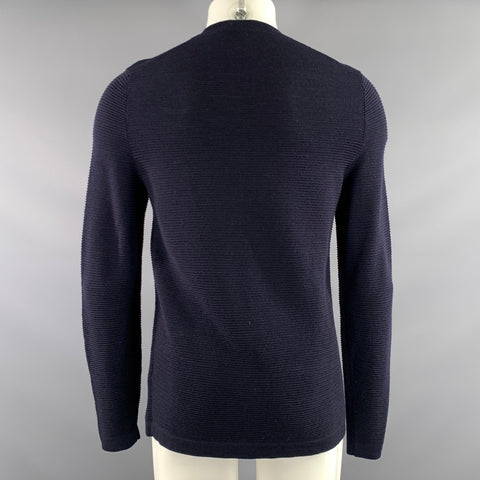 THEORY Size M Navy Rib Knit Merino Wool Thermal Pullover