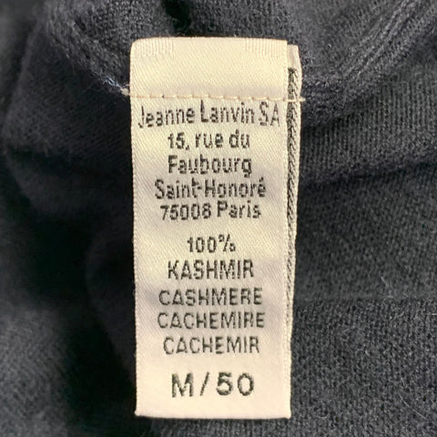 LANVIN Size M Navy Cashmere Reverse Seams V-Neck Pullover