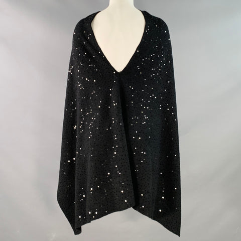 NEIMAN MARCUS Black Sequin Knit Cashmere Scarf Shawl