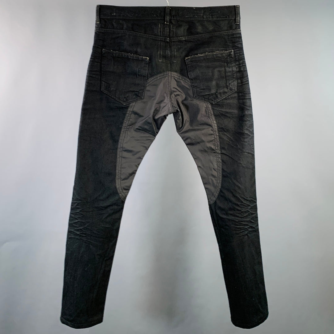 DRKSHDW Size 33 Black Distressed Cotton Twill Button Fly Jeans