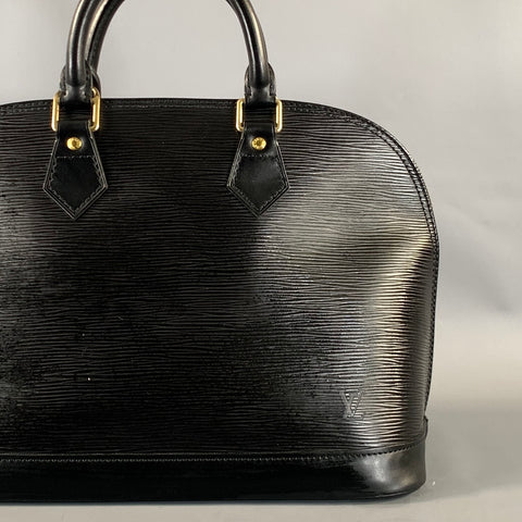LOUIS VUITTON ALMA Black MI0967 Waves Leather Handbag