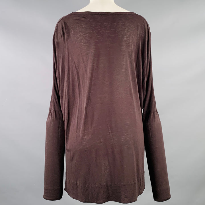 ANN DEMEULEMEESTER Size M Brown Jersey Scoop Neck Casual Top