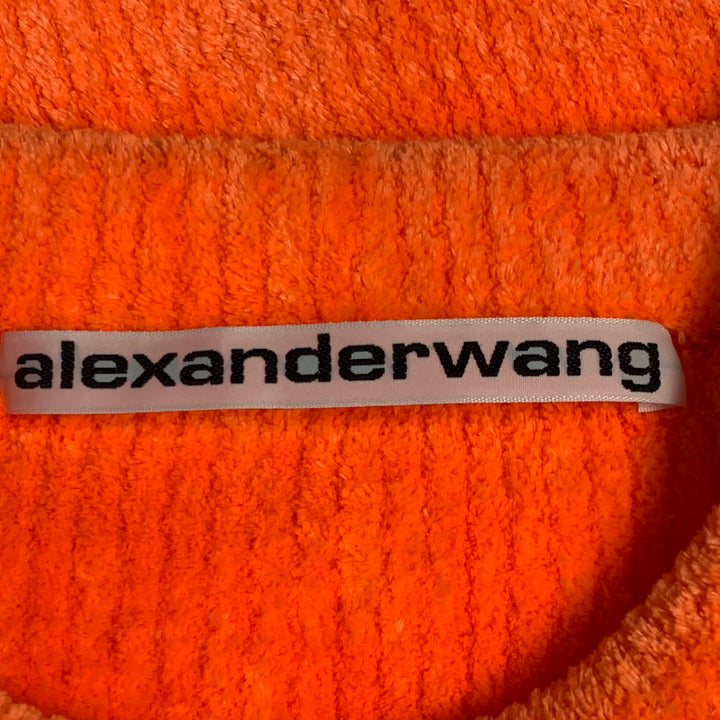 ALEXANDER WANG Size S Orange Ribbed Polyester Blend Oversized Crew Neck Sweater