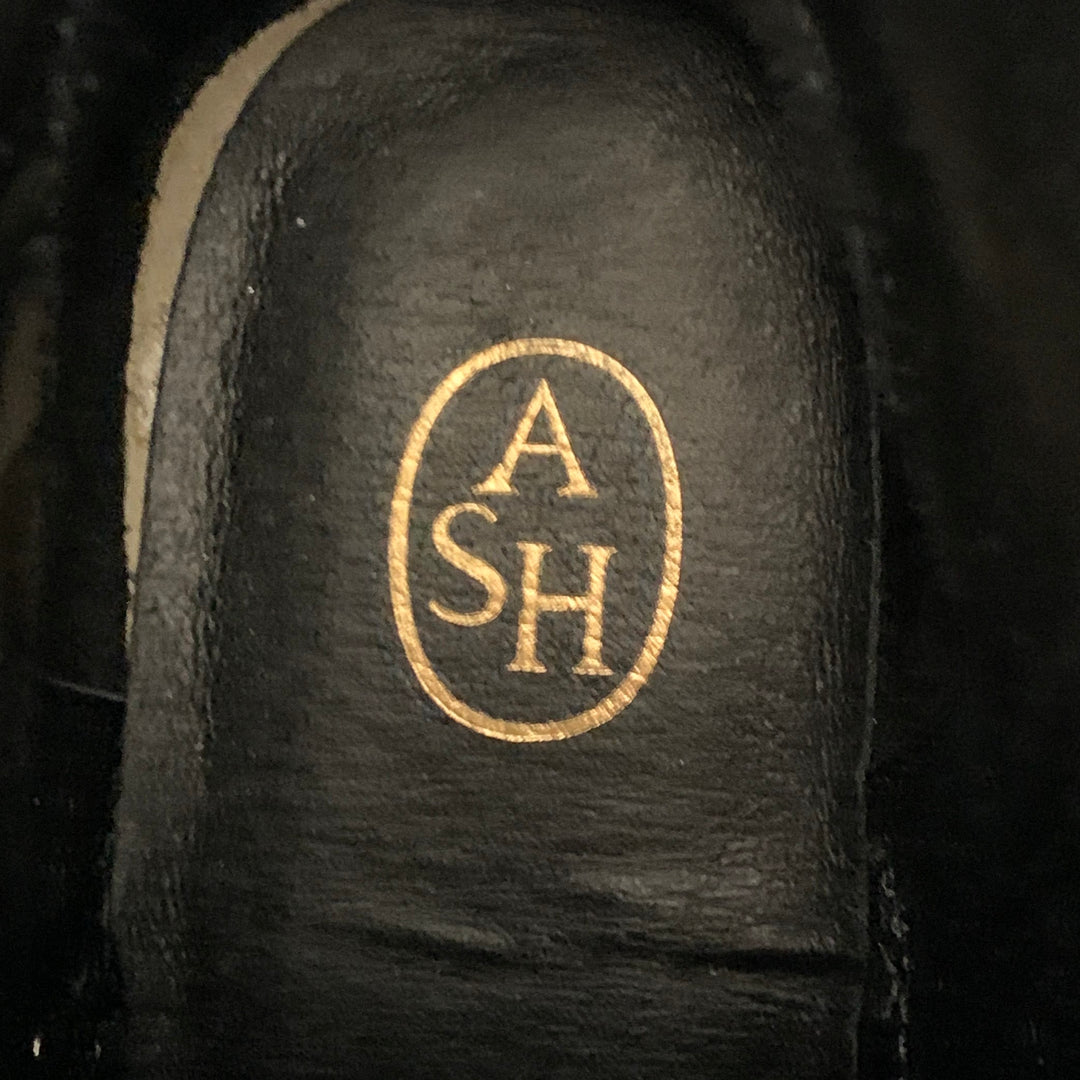ASH Size 10 Lynch Studs Black Studded Leather Lug Sole Zip Up Combat Boots