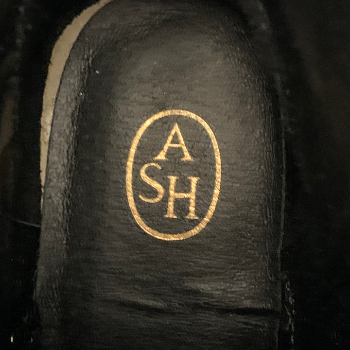 ASH Size 10 Lynch Studs Black Studded Leather Lug Sole Zip Up Combat Boots