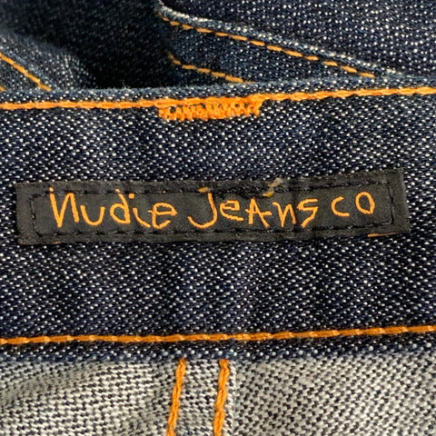 NUDIE JEANS Size 34 Slim Jim Indigo Contrast Stitch Cotton Straight Slim Zip Fly Jeans