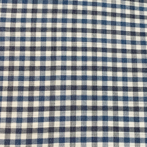 LORO PIANA Size XXL Navy Black White Gingham Cotton One Pocket Long Sleeve Shirt