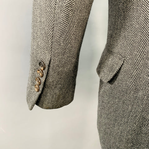 BRUNELLO CUCINELLI Size 38 Grey Black Herringbone Cashmere Sport Coat