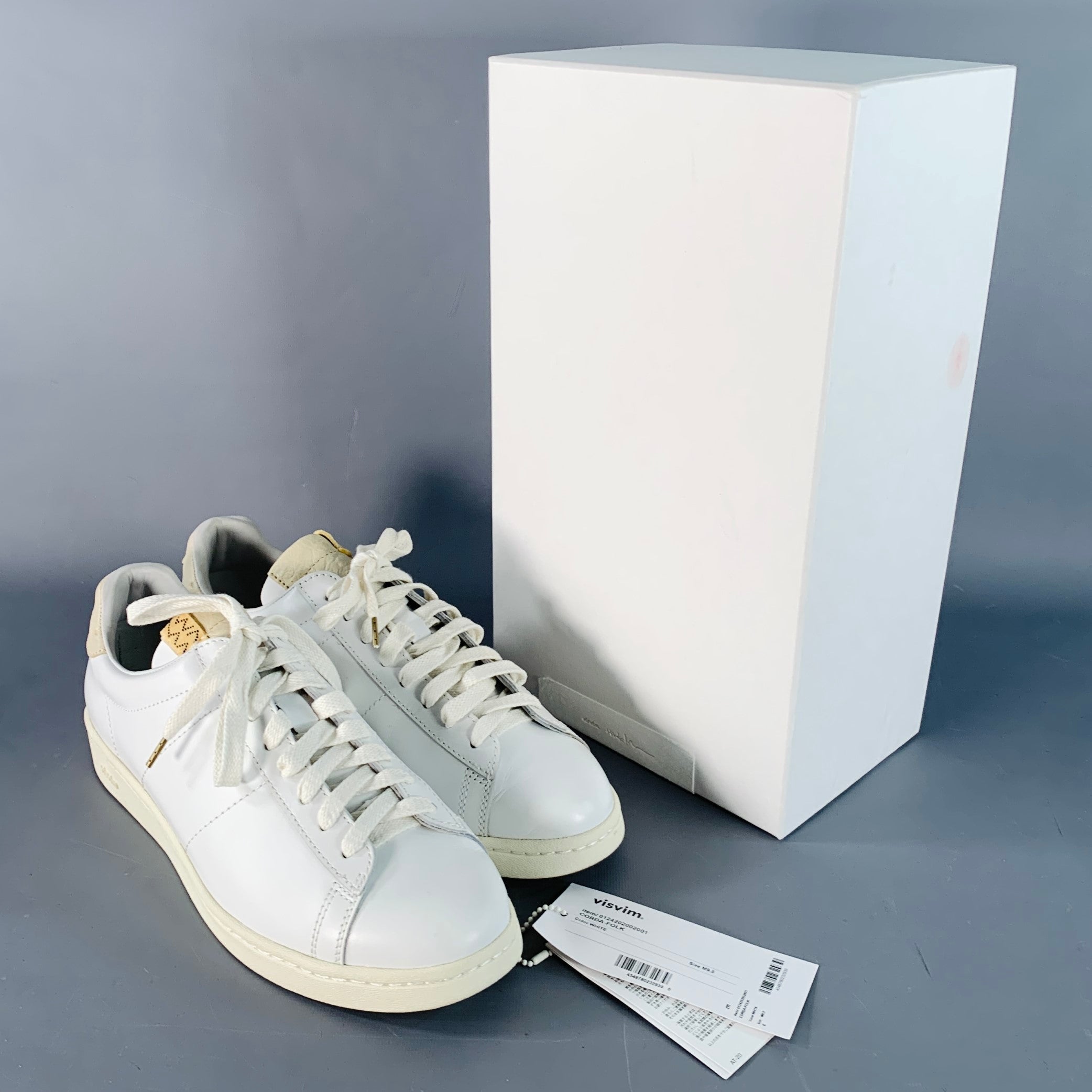 VISVIM Size 9.5 Corda-Folk White Leather Low Top Lace-Up Sneakers