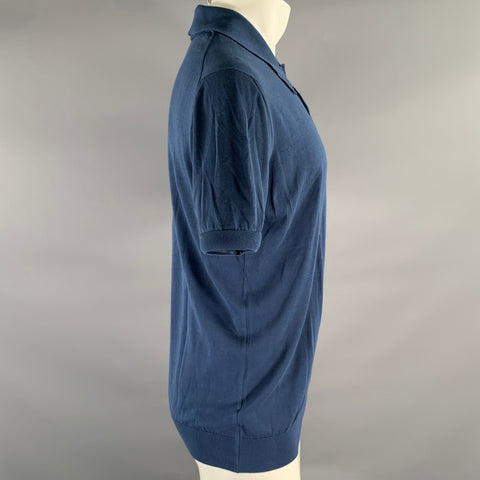 PRADA Size M Navy Rib Knit Polo