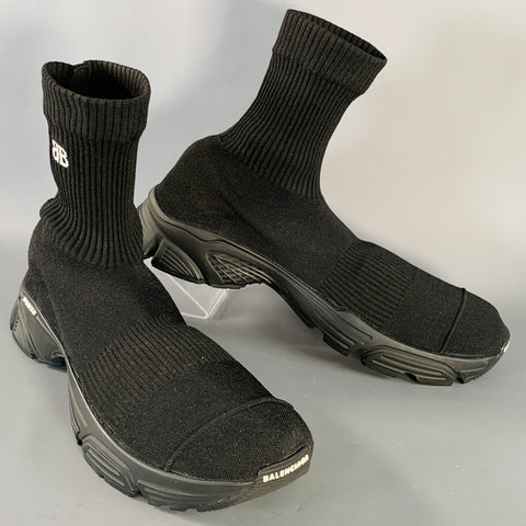 BALENCIAGA Size 13 Speed 3.0 Black Polyester Blend Knit Sock Sneakers