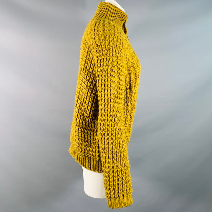 THE GREAT Size M Yellow Mustard Acrylic Blend Knit Half Placket Sweater