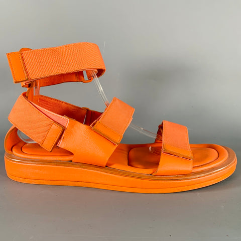 CALVIN KLEIN COLLECTION Size 12 Orange Leather Straps Sandals