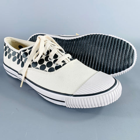 COMME des GARCONS Winter 2014 Size 9 Cream Black Polka Dot Canvas Sneakers