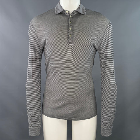 MASSIMO ALBA Size S Black White Stripe Cotton Long Sleeve Polo