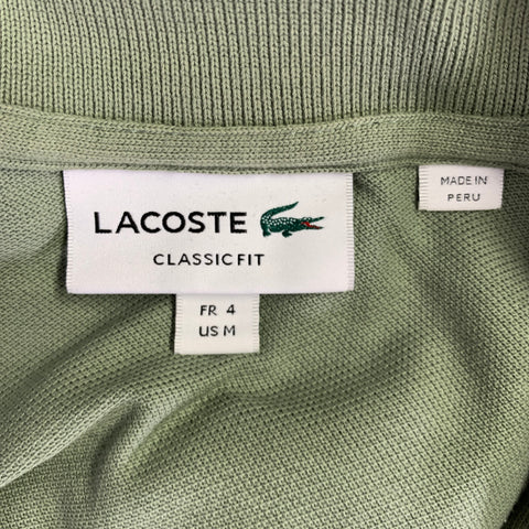 LACOSTE Size M Green Cotton Classic Fit Hidden Buttons Polo