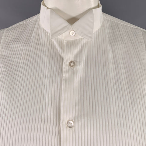 Chemise de smoking J.LINDEBERG Taille L en coton plissé blanc à manches longues