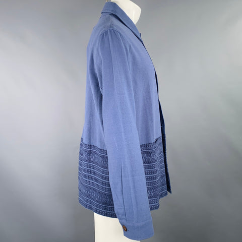 S M R DAYS Size M Blue Jacquard Border Cotton Jacket