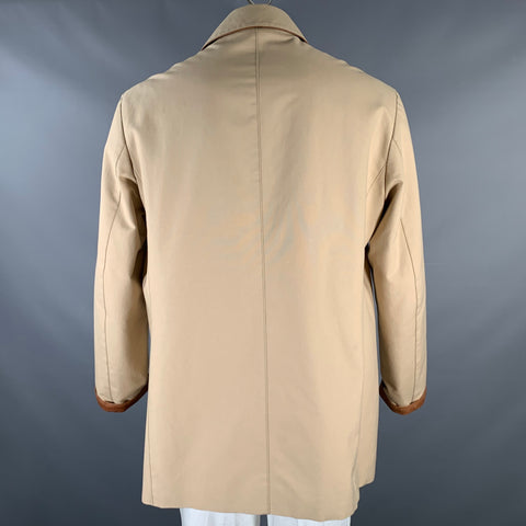 BRIONI Size XL Khaki Cotton Silk Zip Buttons Storm System Coat