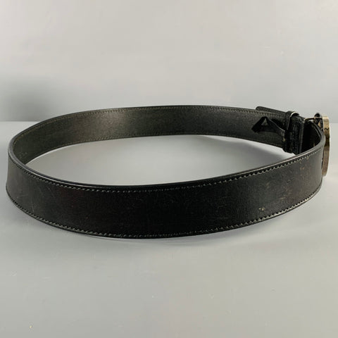 GUCCI Ceinture en cuir noir et argent GG, taille 36