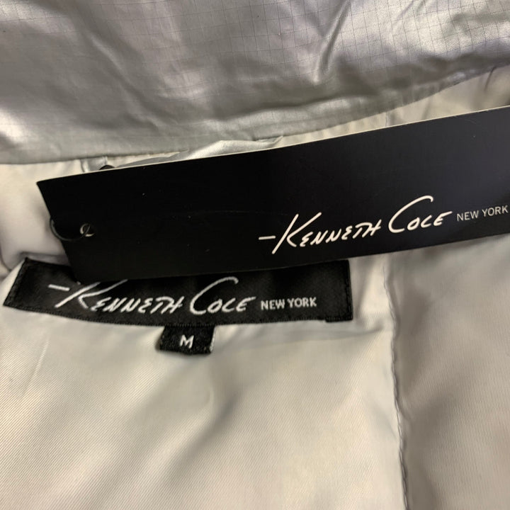 KENNETH COLE Size M Silver Metallic Polyester Zip Up Padded Vest Jacket