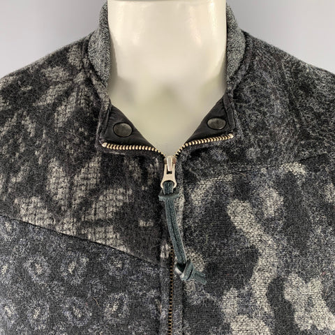 MONITALY Size 44 Black Grey Mixed Patterns Wool Nylon Padded Vest
