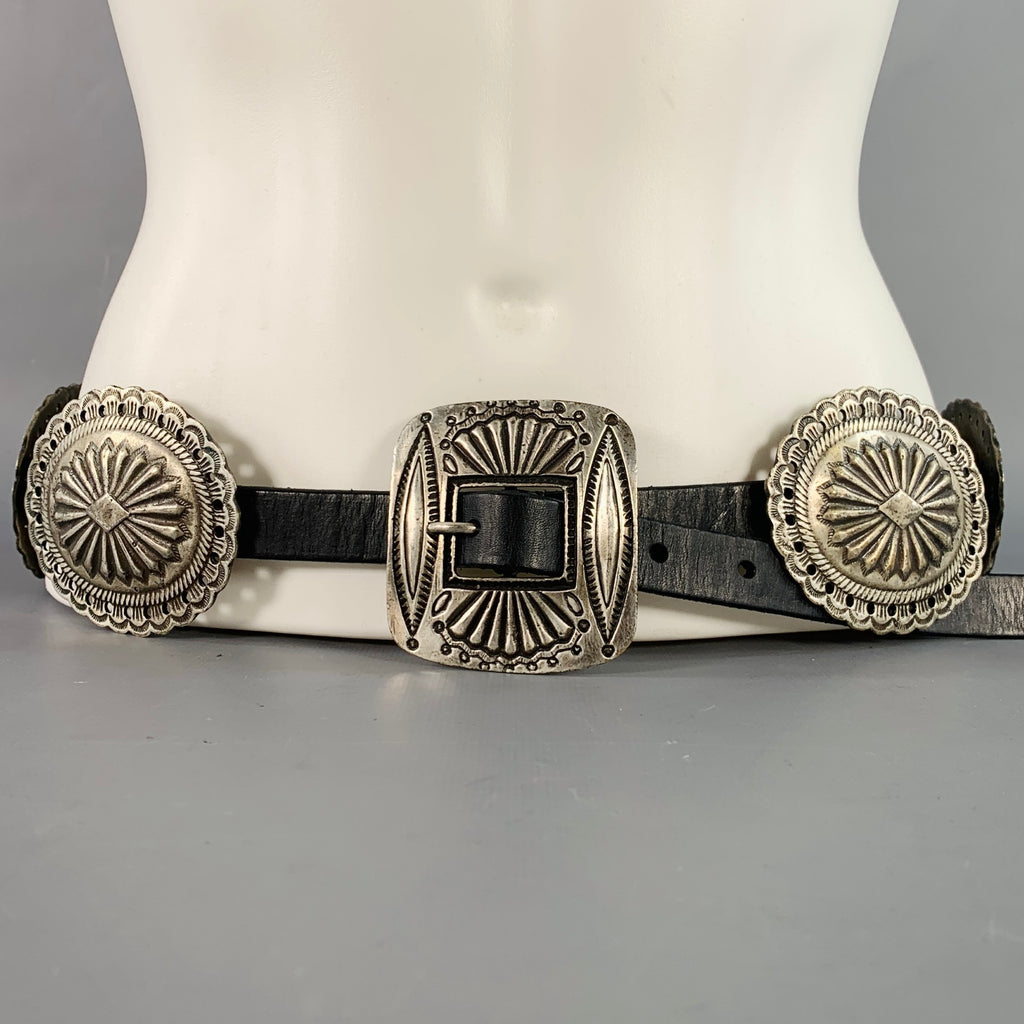 LAUREN RALPH LAUREN Womens Silver Tone Concho Black Leather Western Belt Medium LAUREN RALPH LAUREN Womens Silver Tone Concho Black Leather  main image 4