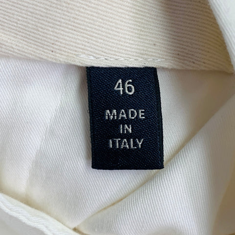 LARDINI Size 33 White Cotton Blend Pleated Button Fly Dress Pants