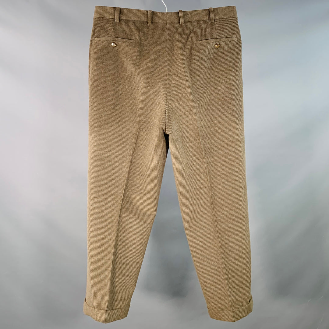 SAMUELSOHN Size 36 Tan Corduroy Merino Wool Pleated Zip Fly Casual Pants