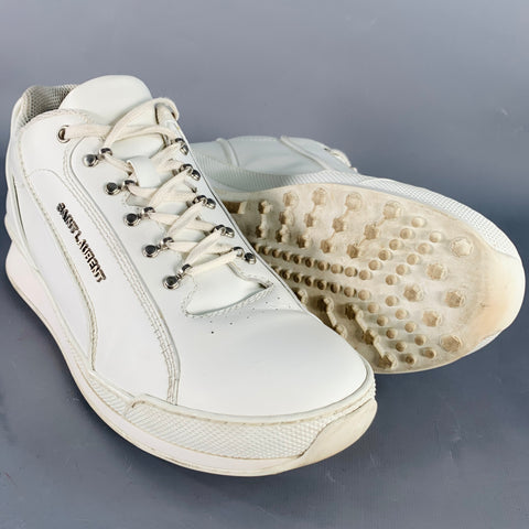 SAINT LAURENT Size 9 White Leather Lace-Up Low Top Sneakers