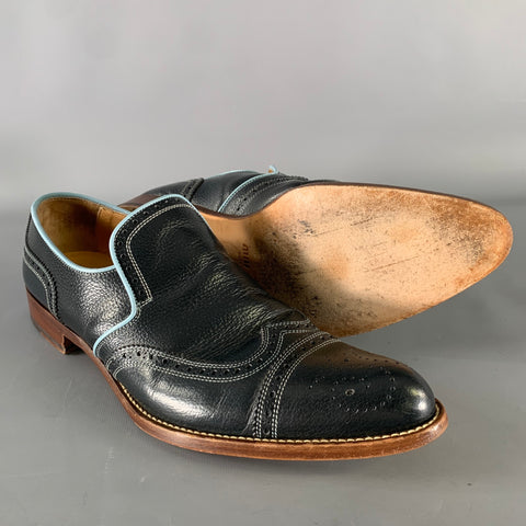 MIU MIU Size 9 Navy Light Blue Leather Spectator Loafers