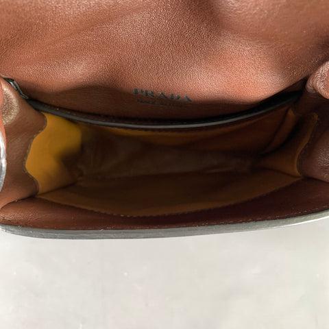 PRADA Brown Crackled Leather Cross Body Bag